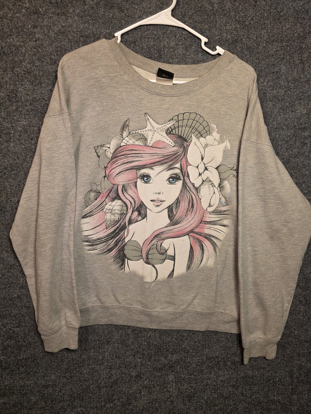 Disney Princess Little Mermaid Ariel Sweatshirt XL 15-17 Grey Graphic Pullover